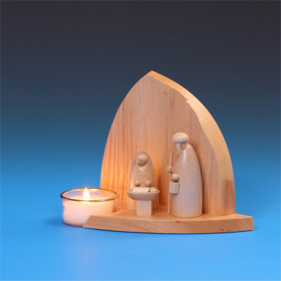 Teelicht-Leuchter Felsenkrippe mit Heiliger Familie