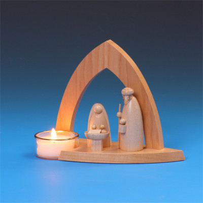 Teelicht-Leuchter Bogenkrippe mit Heiliger Familie
