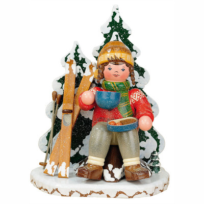 Räuchermann Winterkinder Schneeschuhfahrerin