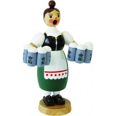 Räucherfrau Helga mit Maßkrügen