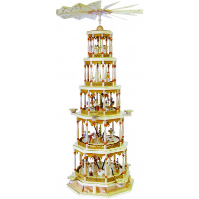Pyramide Christi Geburt 5-stöckig natur, mit Spielwerk