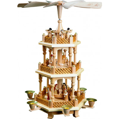 Pyramide Christi Geburt 2-stöckig, natur