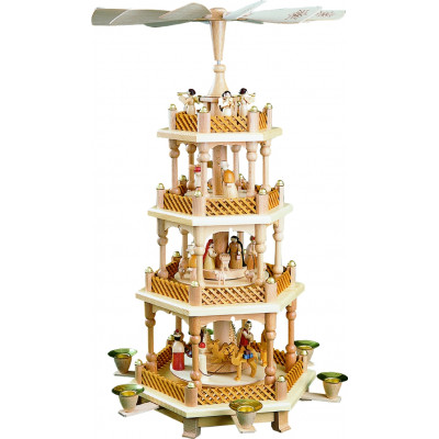 Pyramide Christi Geburt 3-stöckig, natur