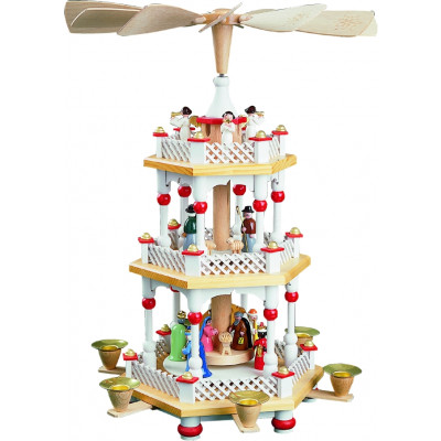 Pyramide Christi Geburt 2-stöckig, weiß