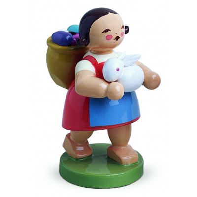Mädchen mit Eierkorb und Hase