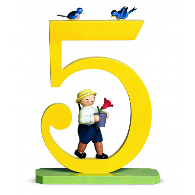 Zahl 5 Junge mit Blume