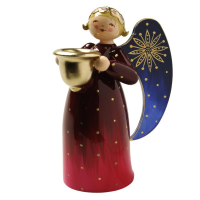 Engel mit Lichtnapf reich bemalt