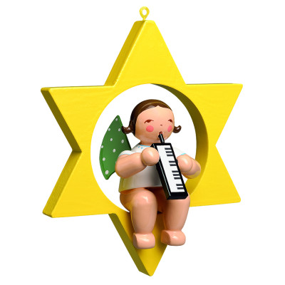 Engel mit Melodika im Stern - Auslaufartikel