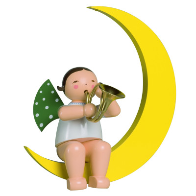 Engel mit Waldhorn im Mond, gross - Auslaufartikel