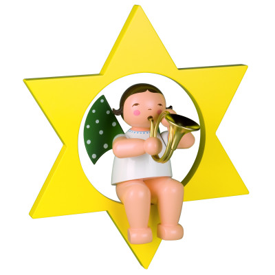 Engel mit Waldhorn im Stern, gross - Auslaufartikel