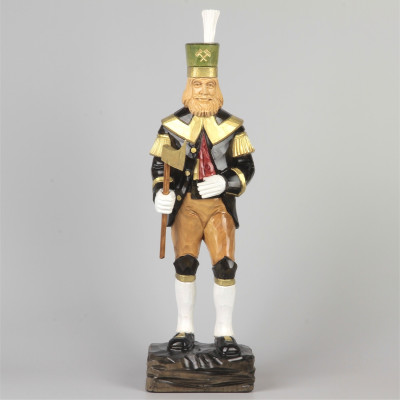 Geschnitzter Bergmann, farbig, Haar natur, Hut grün, 47 cm