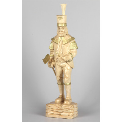 Geschnitzter Bergmann, natur/gold, 34 cm