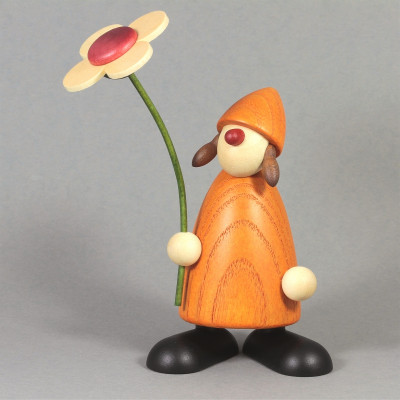 Gratulantin Susi mit Blume, gelb