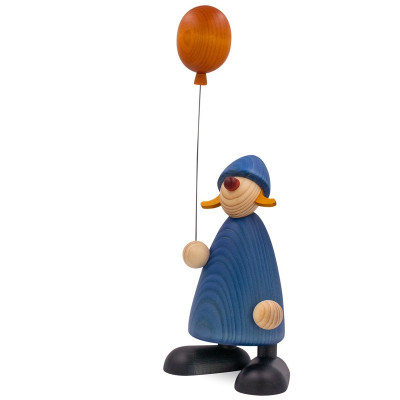 Gratulant Linus mit gelbem Luftballon, groß, blau, 17 cm