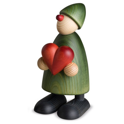 Gratulant Theo mit Herz, grün, 17 cm