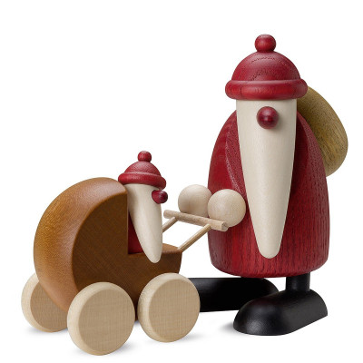 Weihnachtsmann mit Kinderwagen