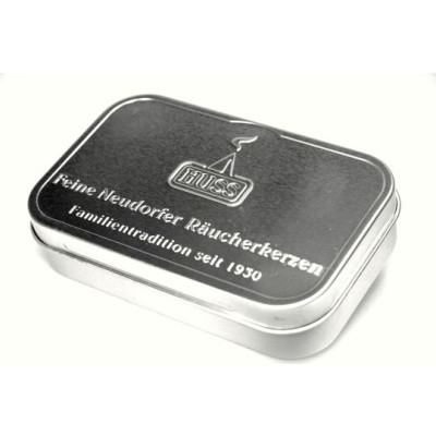Blechdose klein mit 20 Räucherkerzen und Streichhölzer