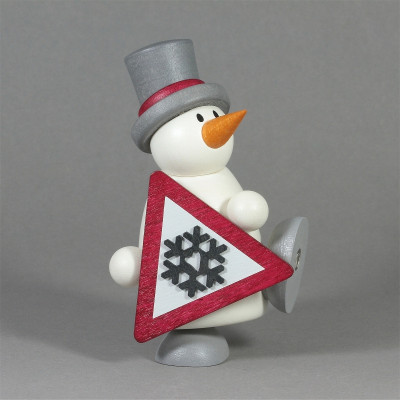 Schneemann Fritz mit Schild