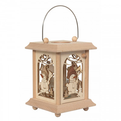 Erzgebirgische Tischlaterne Schneemann