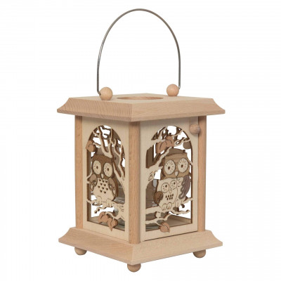 Erzgebirgische Tischlaterne Eulen