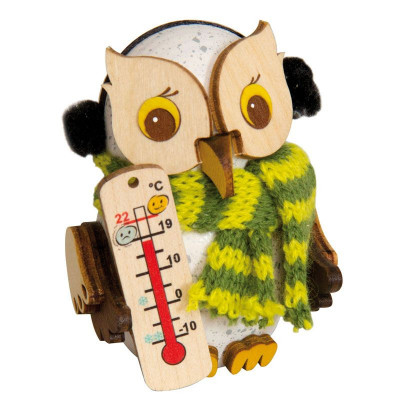 Mini Eule mit Thermometer