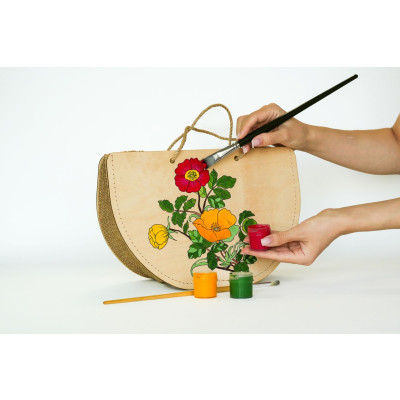 Holztasche Tragetasche zum selbst Bemalen Blumenmotiv