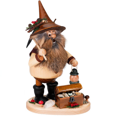 Räuchermann Wichtel Erzträger Schatzsammler mit Schatzkiste