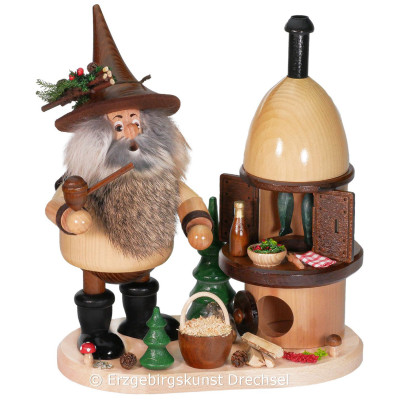 Räuchermann Wichtel am Räucherofen - 26 cm