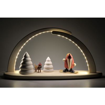 LED-Schwibbogen mit Björn Köhler Weihnachtsmann auf Snowboard
