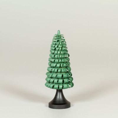 Erzgebirgischer Spanbaum Ringelbaum mit Stamm grün - 10 cm