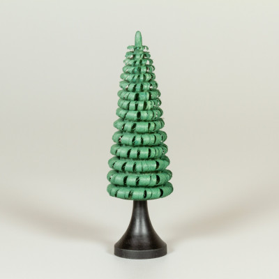 Erzgebirgischer Spanbaum Ringelbaum mit Stamm grün - 12 cm