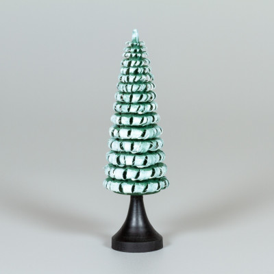 Erzgebirgischer Spanbaum Ringelbaum mit Stamm grün/weiß - 12 cm