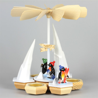 Teelichtpyramide Pinguine Wintersportler