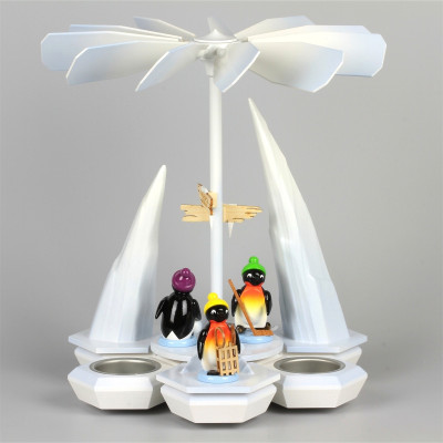 Teelichtpyramide Pinguine Freizeitsportler, weiß