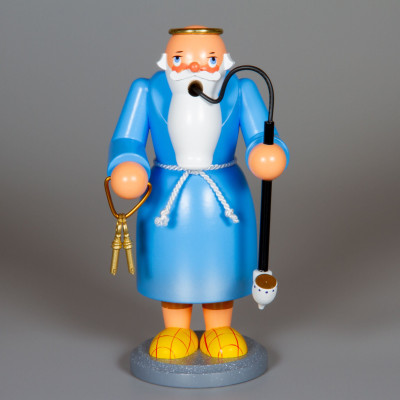 Olbernhauer Räuchermann Petrus blau, 20 cm