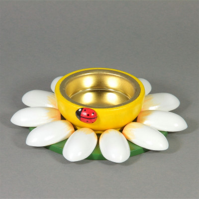 Teelichthalter Blüte Margerite mit Marienkäfer