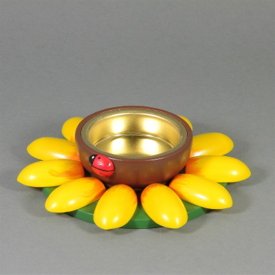 Teelichthalter Blüte Sonnenblume mit Marienkäfer