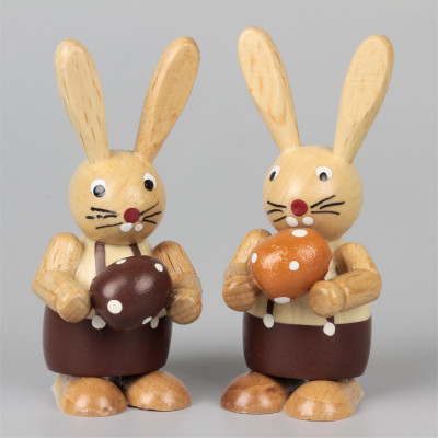 Osterhasen-Paar (Eier Brauntöne) aus dem Erzgebirge