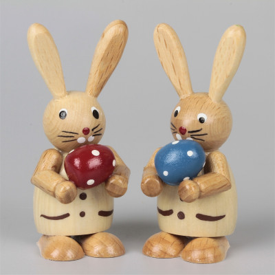 Osterhasen-Paar (Eier bunt) aus dem Erzgebirge 