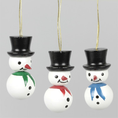 Baumbehang Schneemänner mit Hut farbig, 3-teilig