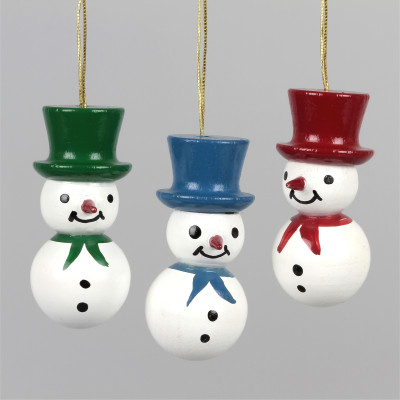 Baumbehang Schneemänner mit farbigen Hüten, 3-teilig