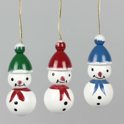 Baumbehang Schneemänner mit Mütze farbig, 3-teilig