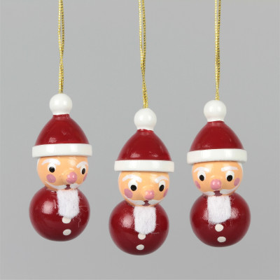 Baumbehang Mini-Weihnachtsmänner farbig, 3-teilig