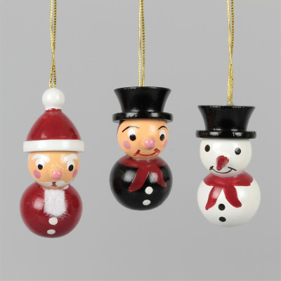 Baumbehang Mini Schneemann, Weihnachtsmann, Schornsteinfeger, 3-teilig