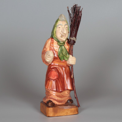 Geschnitzte Hexe farbig, 30 cm