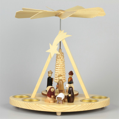 Teelichtpyramide mit Christi Geburt
