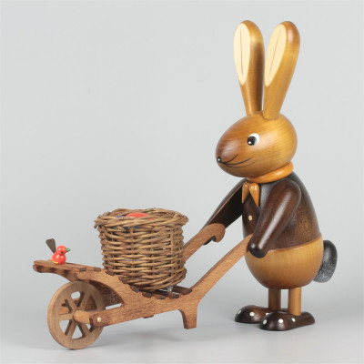 Osterhase mit Schubkarre natur, 20 cm