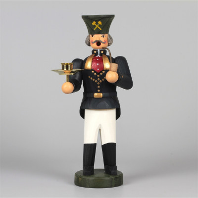 Räuchermann Bergmann mit Messingkerzenhalter