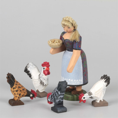 Bäuerin mit Hühnern, 5-teilig klein