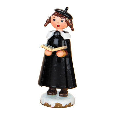 Winterkinder Kurrendemädchen mit Buch und Zöpfe